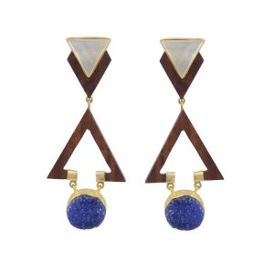 Dual Triangle Earring-Blue