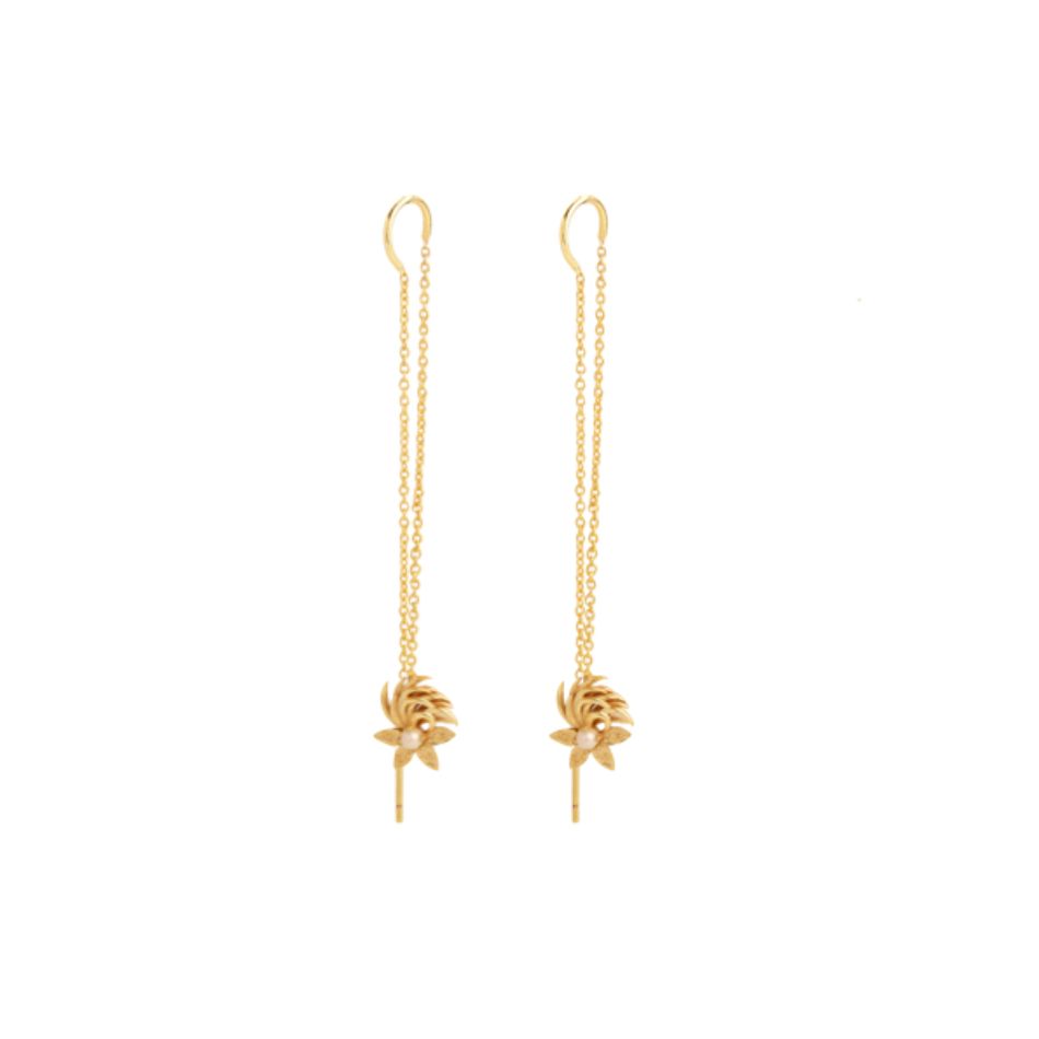 Gold needle on sale and thread earrings